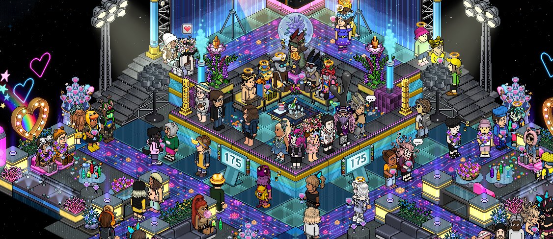 Kriegberg's tweet photo. @kalasaittinet and @HabCat_ held the annual #Eurovision watchalong event in @HabboFi. Next event is the second semifinal on Thursday, followed by the Grand Final on Saturday. See you in @Habbo! 🎶 https://t.co/0qmFk4pRwq