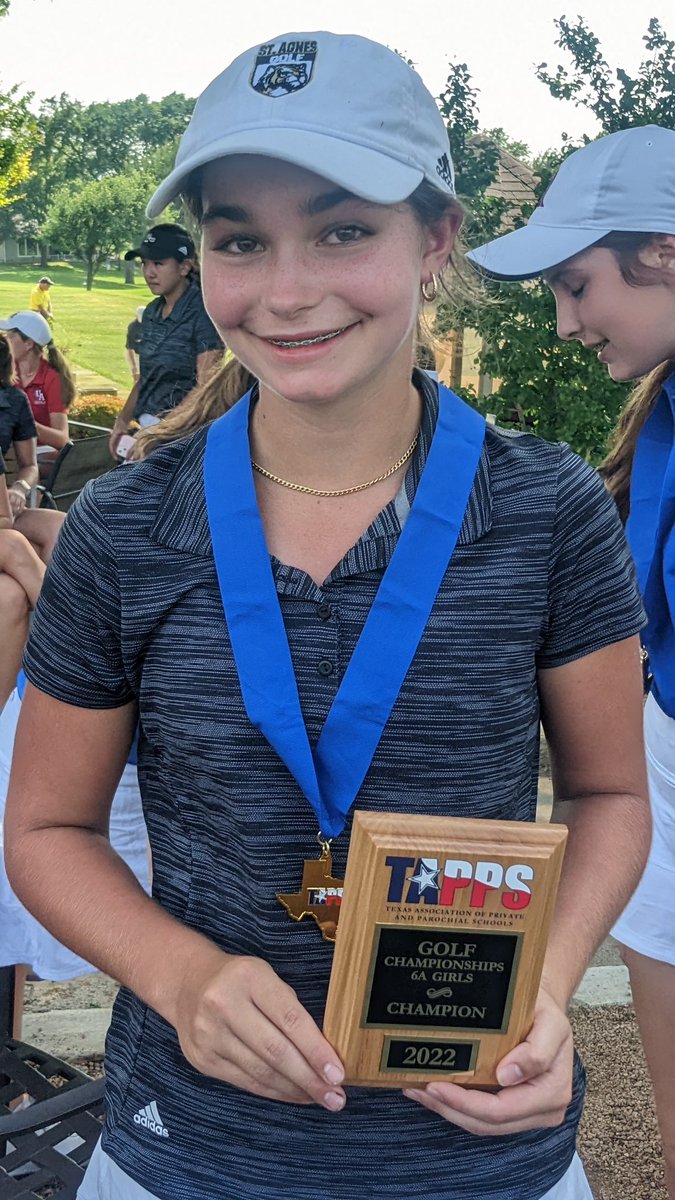 saa_golf's tweet photo. Freshman Sophia Ellestad is the TAPPS Individual State 6A Champion! Won it in a playoff hole after being tied at end of regulation. 77 Round 1, 75 Round 2. https://t.co/4t2zXZcuKf