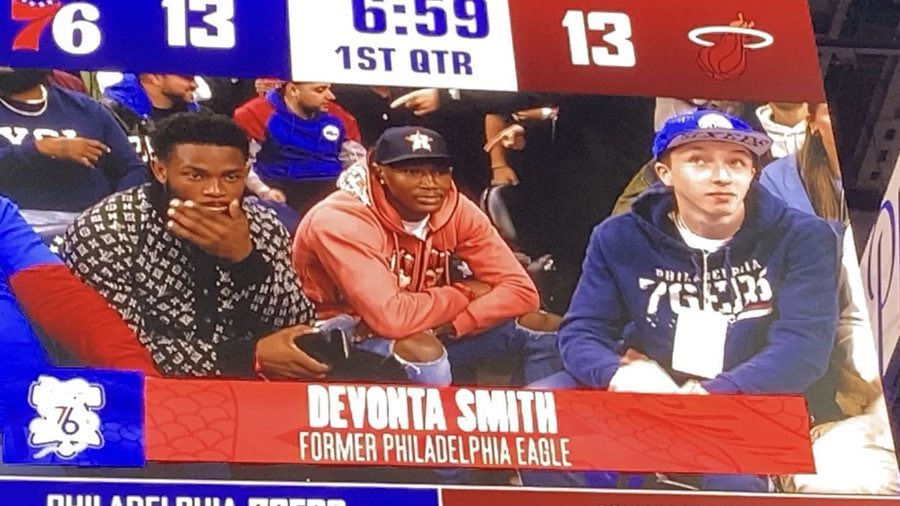 YOUAREONTHELIST's tweet photo. Hey @DeVontaSmith   my son is trending. That’s him right next  toyou! We were there with the owners . Maybe we will see you next game. https://t.co/dCrc7jIbxR