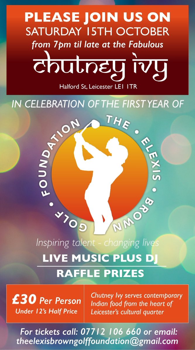 The EBG foundation is holding a special event on the 15th of October at <a href="/chutneyivy/">Chutney Ivy</a> restaurant in the centre of Leicester to mark a year's anniversary since we decided to set up the foundation.
All welcome - limited spaces...