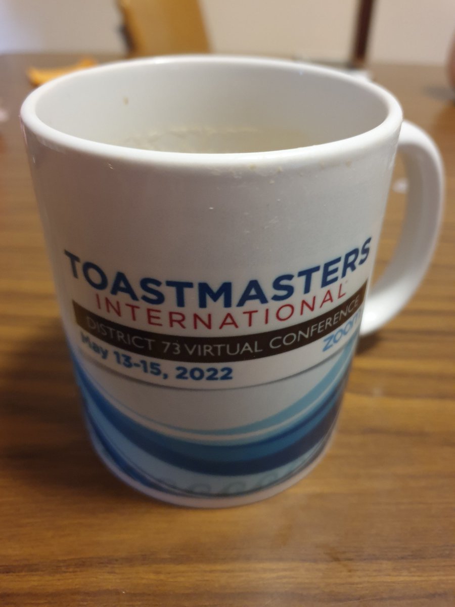 1851Toastmaster's tweet photo. Half full or half empty? Neither, fully empty so I can get another ☕ @1851Toastmaster is going to @d73tm Virtual Conference May 13-15 2022 #RideOurWave #morningcoffee https://t.co/wOB5NEKZmf
