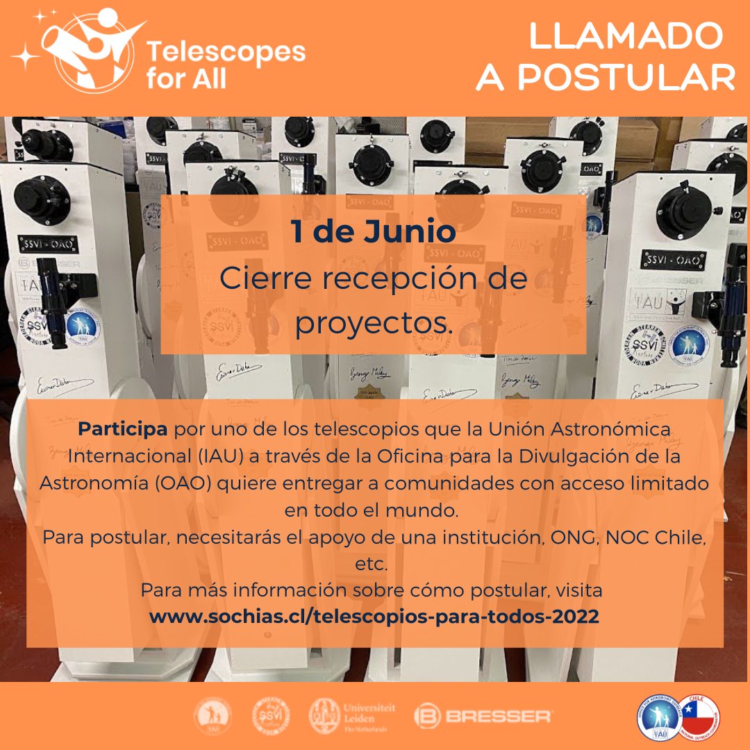 iau_noc_chile's tweet photo. Participa por uno de los telescopios que la Unión Astronómica Internacional (IAU) a través de la Oficina para la Divulgación de la Astronomía (OAO) quiere entregar a comunidades con acceso limitado en todo el mundo. 
Más info:
https://t.co/ZgsP8B1m9J https://t.co/uSkpDWL02x