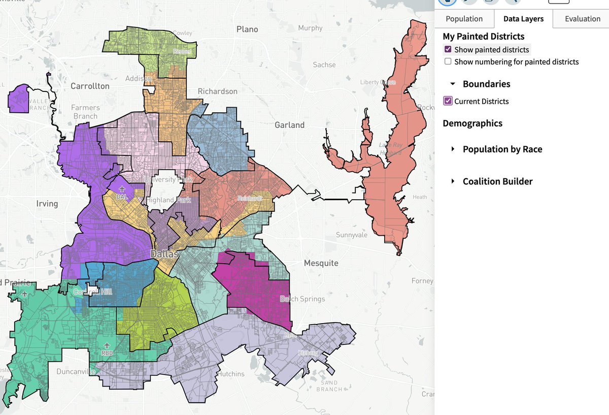 MooreForDallas's tweet photo. So many missed opportunities to unite and strengthen communities of interest in our city over the next decade. 

Very disappointing. 

Take a look at the new map compared to the current districts (outlined in black). https://t.co/9oAYqlesXT