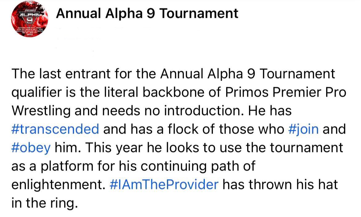 PrimosWrestling's tweet photo. #IAmTheProvider @JoeMcDougal has thrown his hat in the ring. 

Get your tix now at https://t.co/qUOJ6lnhlU now! https://t.co/urH1aAeDvi