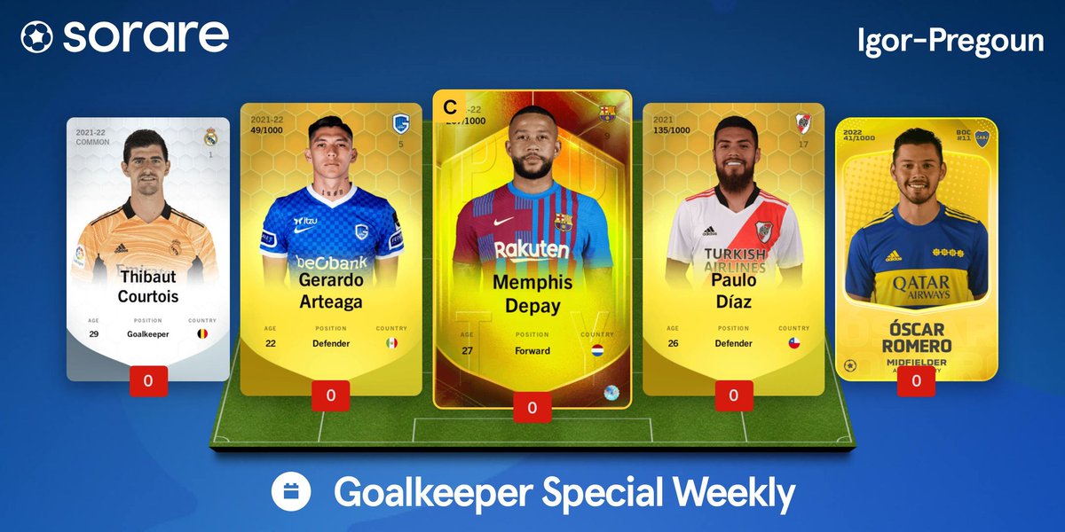 igor_pregoun's tweet photo. Mes petites équipes pour la GW 269... Bonne chance à tous!!!
#Sorare #SoAddictClub #NFT https://t.co/YAHlMI0l7p