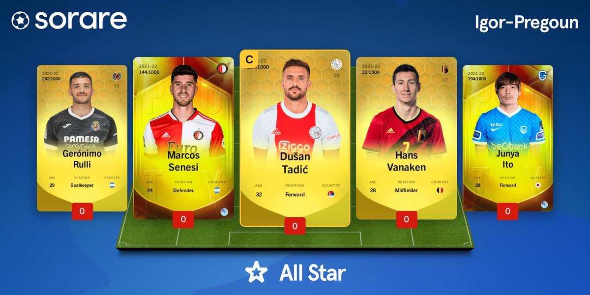 igor_pregoun's tweet photo. Mes petites équipes pour la GW 269... Bonne chance à tous!!!
#Sorare #SoAddictClub #NFT https://t.co/YAHlMI0l7p