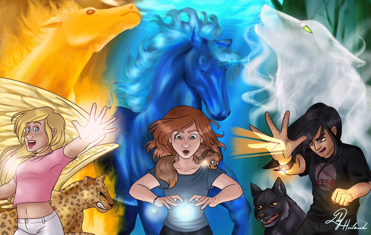 FirefliesMind's tweet photo. I was watching today’s @DrawfeeShow video and it reminded me of an impossible coloring challenge I gave myself a few years ago.
Yes, that’s a fire horse, a water unicorn, a wolf made of steam, and a ton of glowy magic (also a leopard 😳)
#drawfee #avalonwebofmagic https://t.co/MiaTfBC8x6