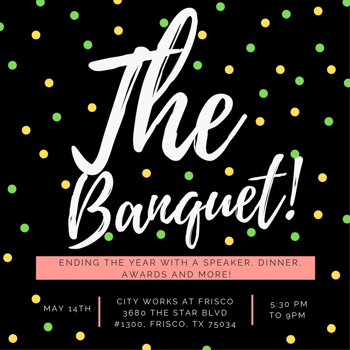 gsc_unt's tweet photo. Counting down to our banquet which is this weekend! Saturday May 14th at City Works in Frisco, at 5:30 PM. We will have a speaker, dinner, awards, and more! Join us to celebrate the end of semester for food, fun, and memories. #unt https://t.co/rCQwy97Cca