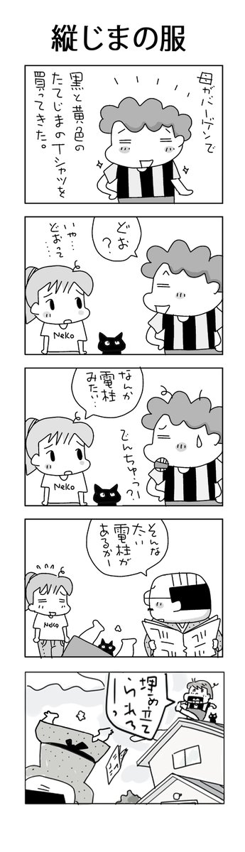 縦じまの服
#こんなん描いてます #自作まんが #漫画 
#猫まんが #4コママンガ #NEKO3 