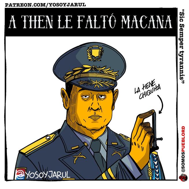 RDSomosPueblo's tweet photo. Cartoon de hoy por @YosoyJarul El #generalThen no compareció ante la Cámara de Diputados, en su lugar fue @chuvasquez en un acto que sólo podría calificarse como "protección" ¿por qué Then no quiso hablar de los abusos policiales y las muertes de civiles a manos de la policia? 👽 https://t.co/6wRz05d9O4