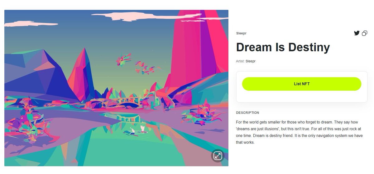 sleeprarts's tweet photo. So excited to have minted Dream Is Destiny on @exchgART. 

We're now locked and loaded, ready for auction to begin tomorrow:
  - Starting Wednesday 6pm ET for 24 hours

Not a backwards step taken. 
Continue dreaming friends. https://t.co/ZOd4LE2YHB