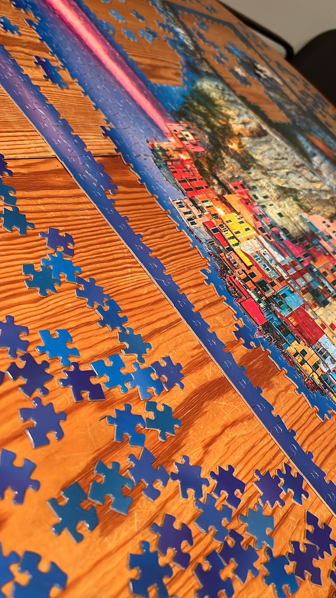 Nothing like getting to the puzzle we started 7 months ago… 😂 hardest part is the ocean blues🤨