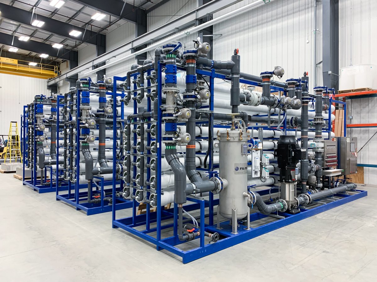 delco_water's tweet photo. #WaterTreatment that is designed for ease of operation. These three #ReverseOsmosis skids are heading out of the #DelcoWater shop! https://t.co/Zj0YiNmFxm