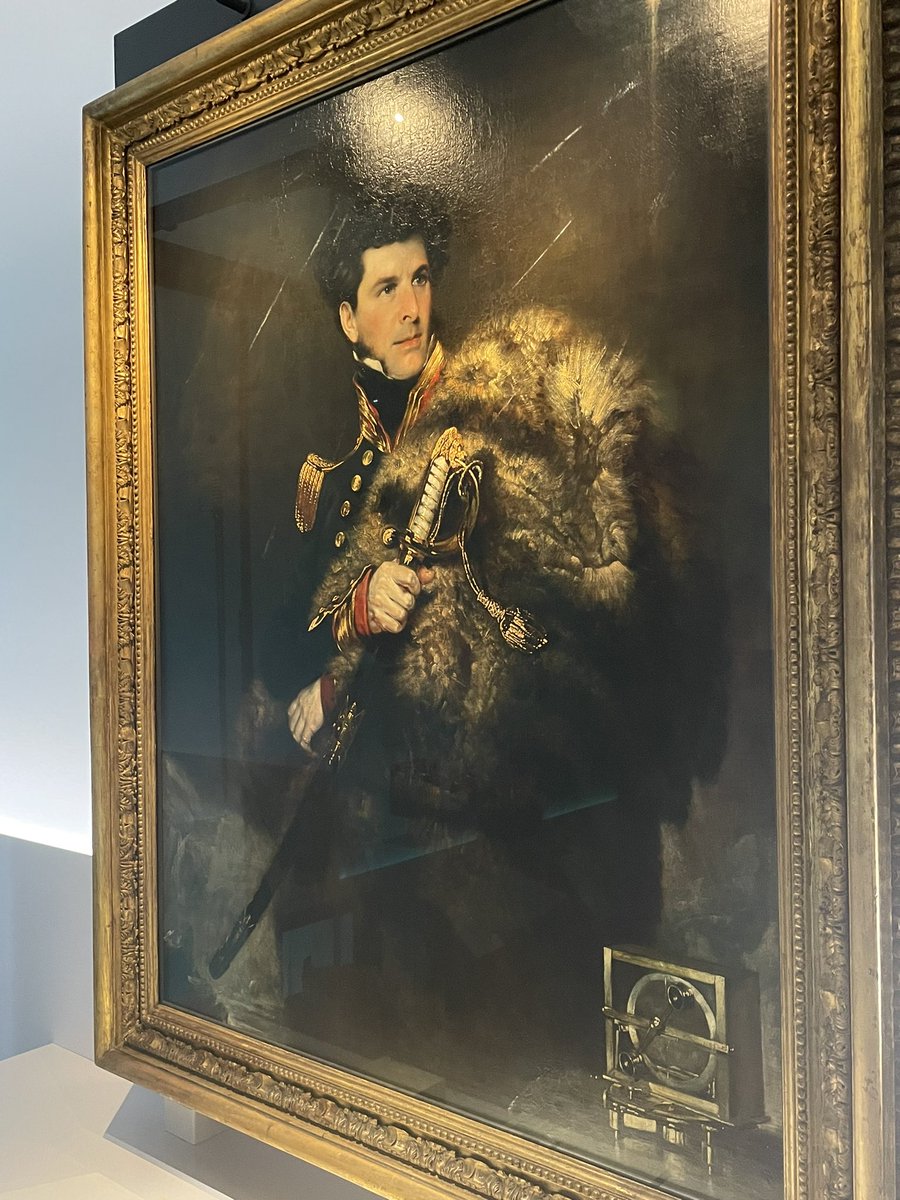 edward_gillin's tweet photo. John Wildman’s portrait of James Clark Ross, now in @RMGreenwich, with a close up of his dipping needle - determining the North Magnetic Pole. On seeing the original, I’m pleased to see it’s pulled to 90 degrees - at the pole! Fine detail. For @Downeast_Alexa #theterror #arctic https://t.co/GYa5XASgdk