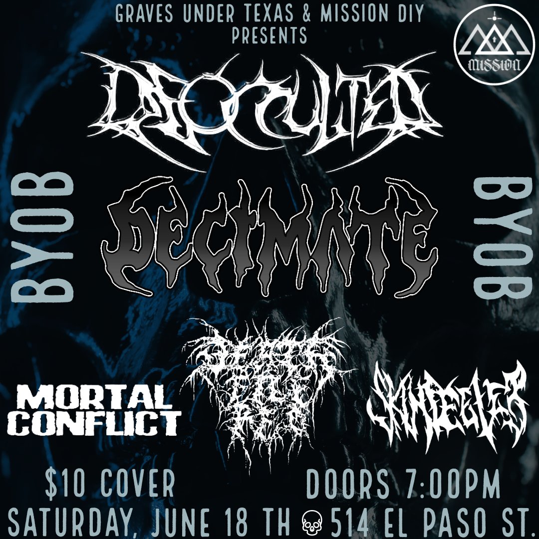 DecimateTx's tweet image. One more show at home before we hit the road.
Saturday, June 18th at Mission 210
BYOB show - All Ages - $10 door cover for all!