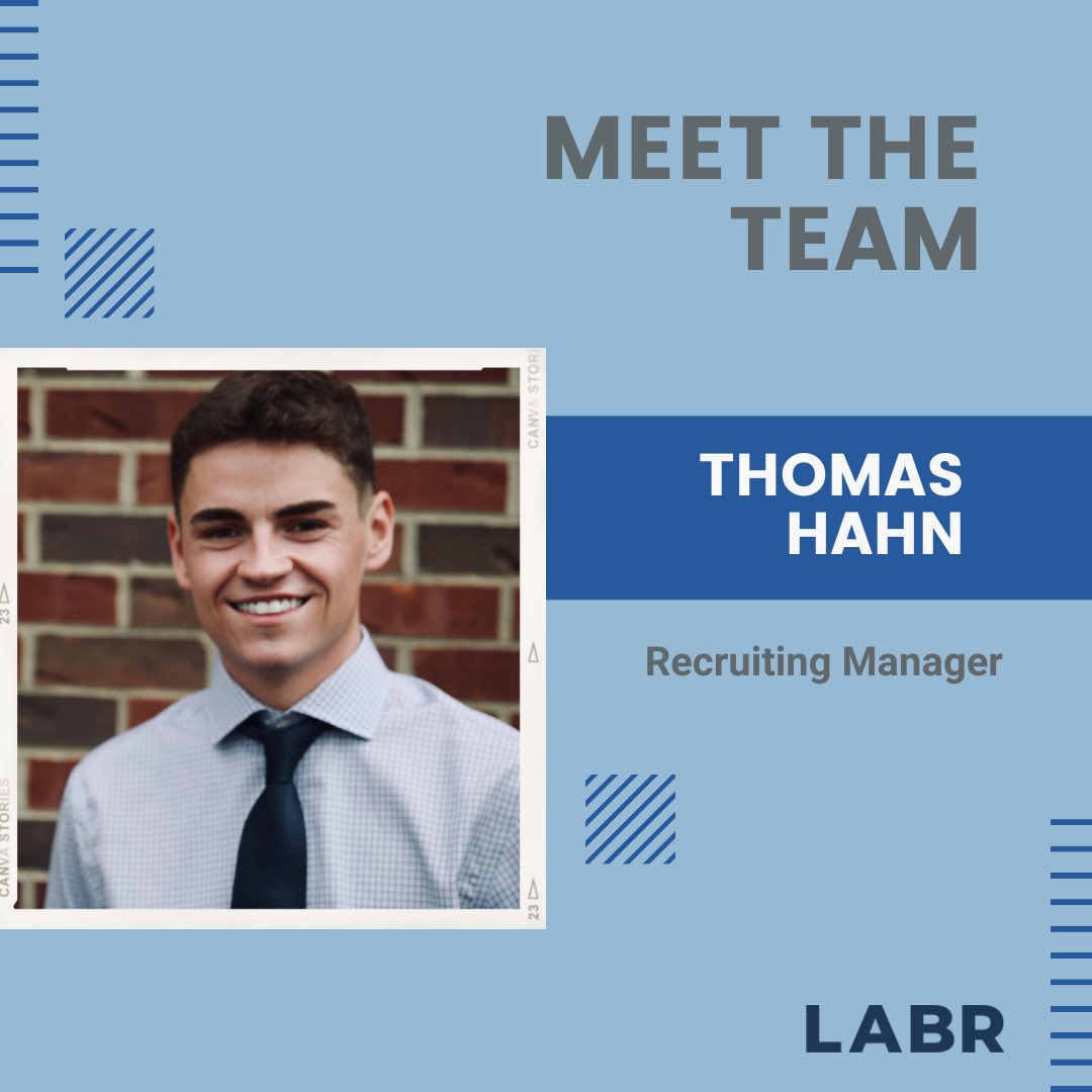 LABRtech's tweet photo. Meet Thomas Hahn, our Recruitment Manager in Indianapolis, Indiana!

Thomas recently graduated college while working through the struggles of the pandemic.

Thomas is a quality team member with a great work ethic.

We are so excited for you to be a part of our team, Thomas! https://t.co/ft0QzbkkHQ