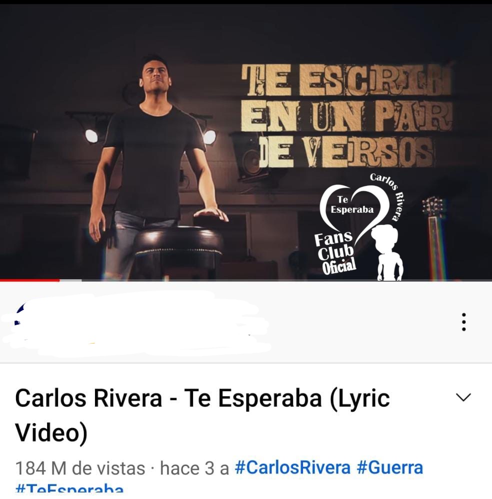 TeEsperabaArg_'s tweet photo. #TeEsperaba de @_CarlosRivera con #184M de vistas ❤️
#Aniversario
#3Añosclubfans
#Carlosrivera #TeEsperaba de @_carlosrivera con 184M de vistas ❤️
#Aniversario
#3AñosFansClub
#Carlosrivera https://t.co/zWep2erzuv