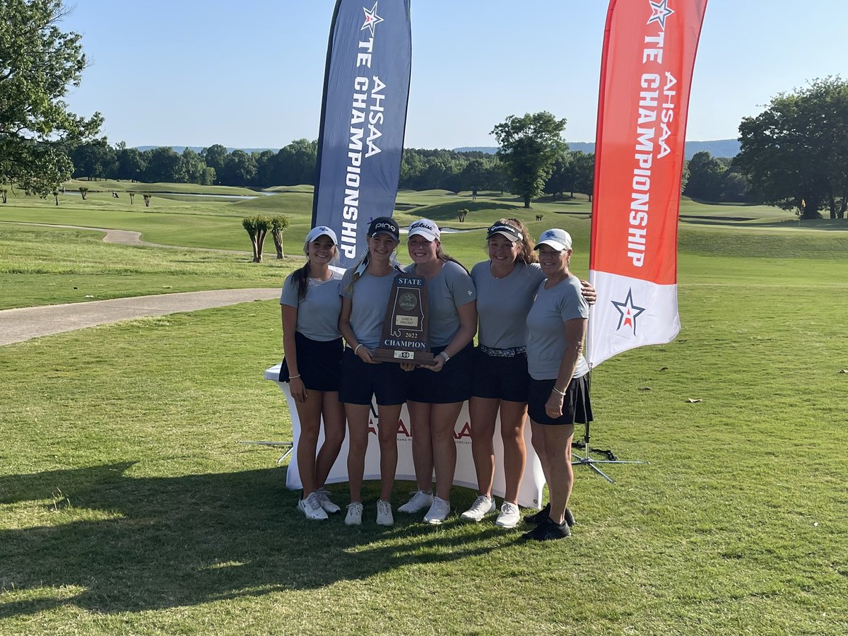 Champs again! <a href="/SPGirlsGolf/">Spain Park Girls Golf</a> prevails to win the Class 7A state championship in a tiebreaker! The Jags overcome a 4-shot deficit after day one to win it for the 2nd straight year.