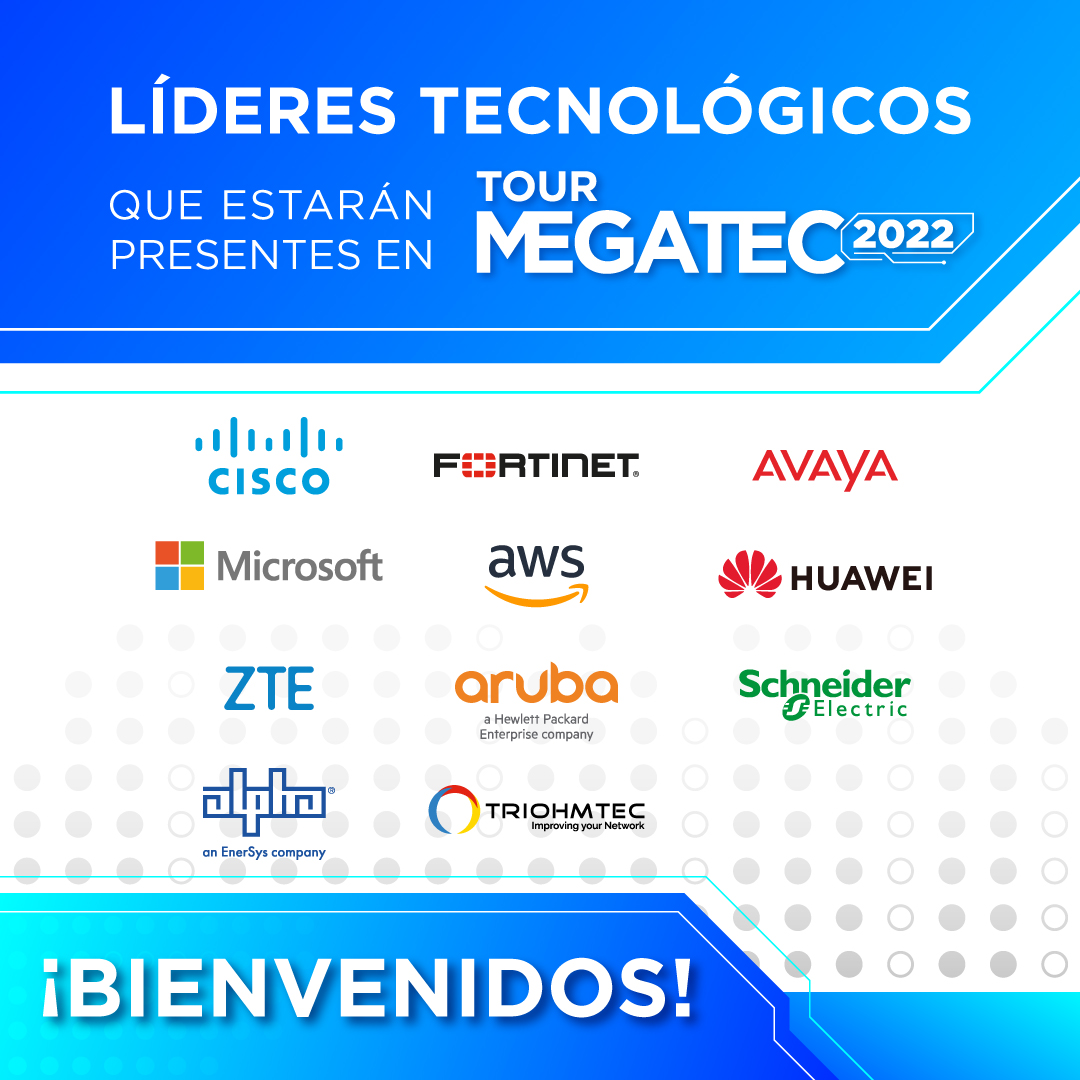 MetroCarrierMx's tweet photo. Líderes internacionales de la industria de la tecnología que hacen posible el Tour Megatec 2022 @CiscoLatam @FortinetLATAM @Avaya_Latam @MicrosoftLatam @AWSLatam @HuaweiLatam #ZTE @Aruba_LATAM @SchneiderMX #AlphaTechnologies #Triohmtec
Regístrate en https://t.co/Kvwr2EYV1t https://t.co/BkU3bu6lY2