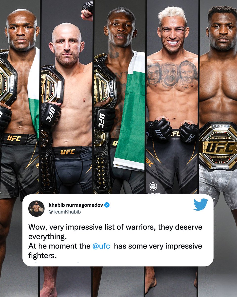 Khabib is impressed by the top dogs in the UFC 👏 (via @TeamKhabib)