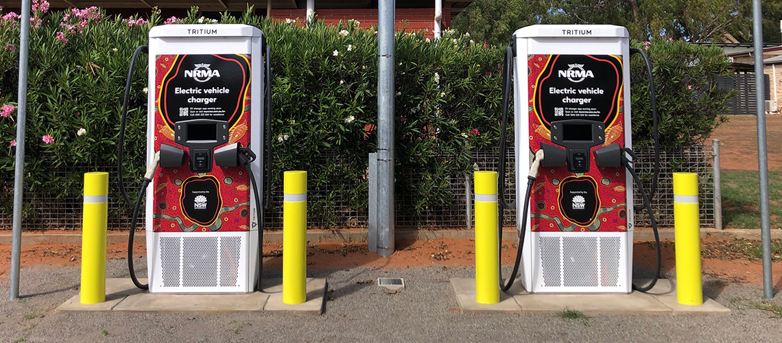 NRMA's tweet photo. We decided an area so special as Wilcannia deserved a charger to match. Enter Wilcannia born and raised Indigenous artist Eddy Harris, creator of the bespoke design seen on the town’s new fast charger. 

Read the full story here: https://t.co/qeGRBFEdWF #WhyWeRoadTrip https://t.co/YouMypUfRf