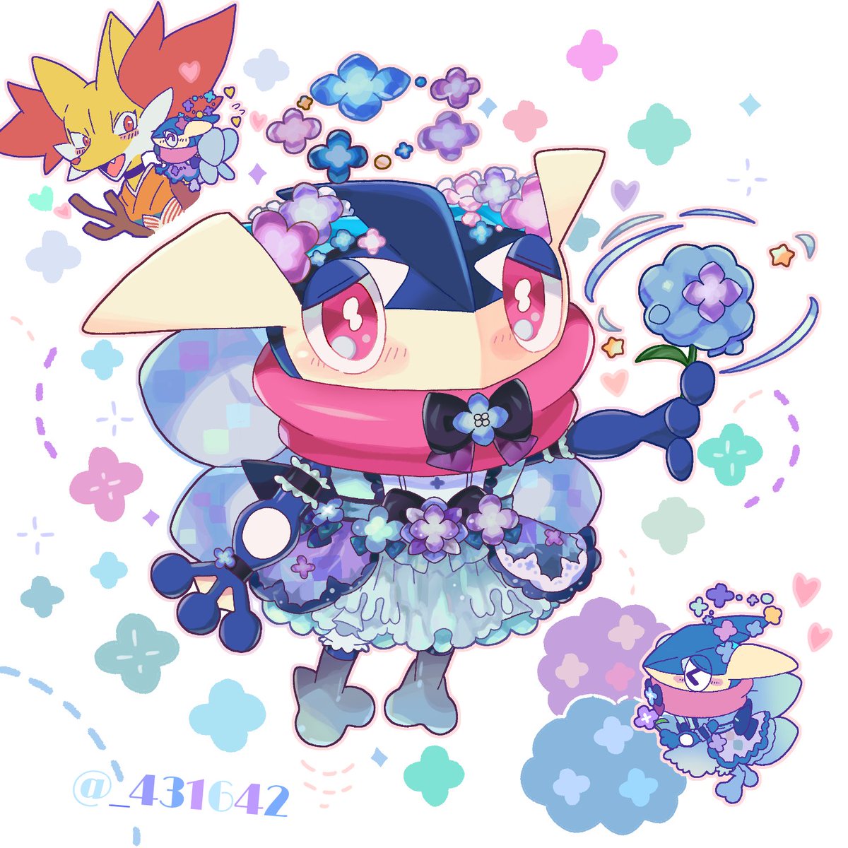 pokemon (creature) clothed pokemon flower holding blush holding flower no humans  illustration images