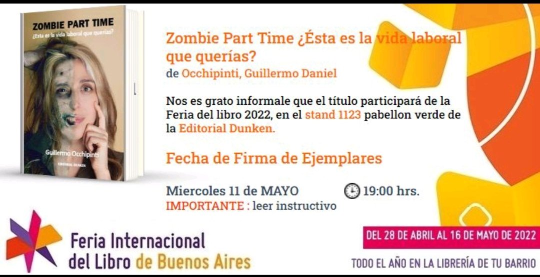 ZombiePartTime's tweet photo. Los espero mañana en la Feria del Libro a las 19 hs https://t.co/VhpUDFGFfD