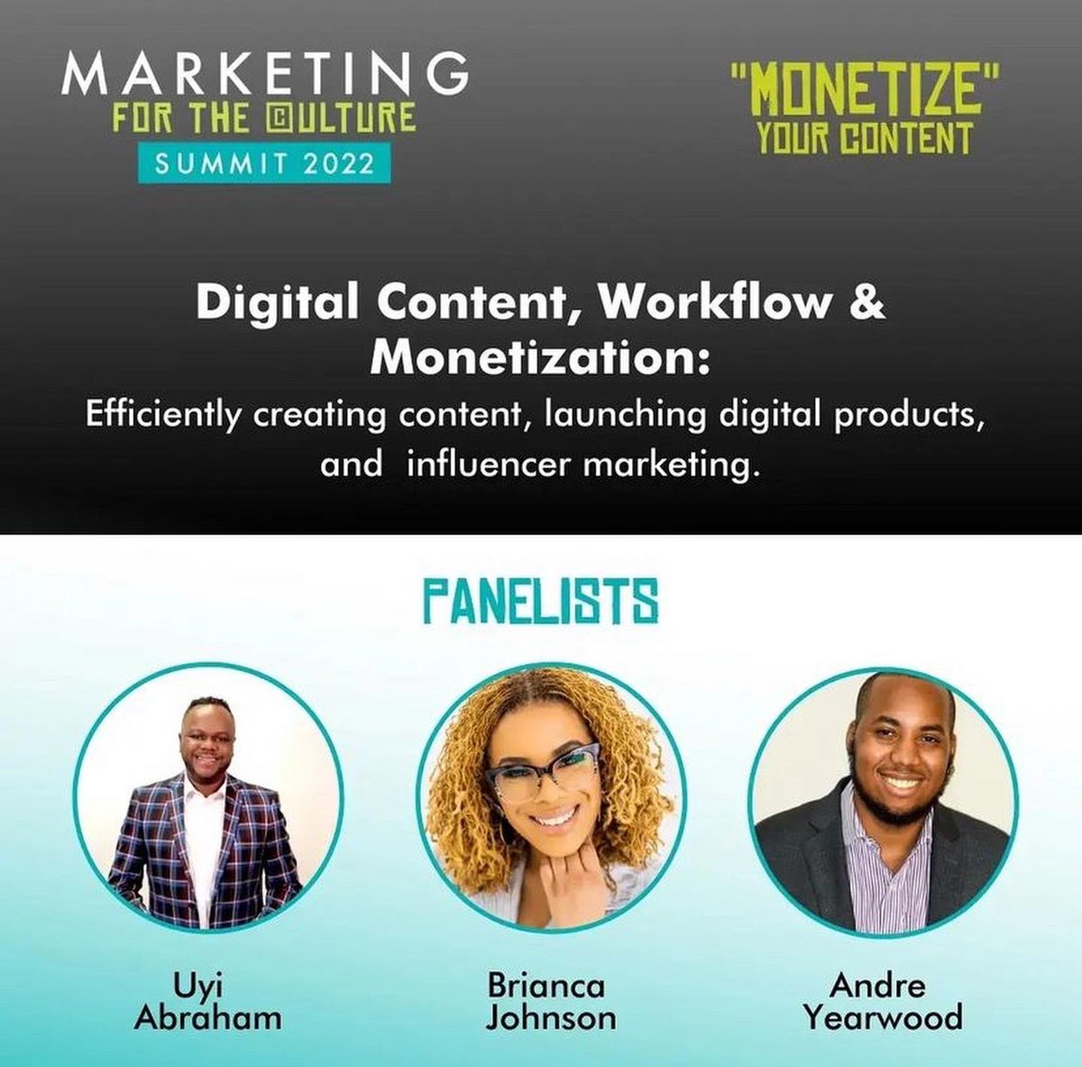 aagd_co's tweet photo. The #MarketingForTheCultureSummit 2022 happens this Thurs at @atlgathers📍
We outside for real and we is READY y’all! 🎉
To invest in your mind & business via 4 panels from #creativeexperts including #AAGDFounder, @Tmoline hop, skip, fly on over to @AamaHouston 💻 https://t.co/GAHkvHmCXO