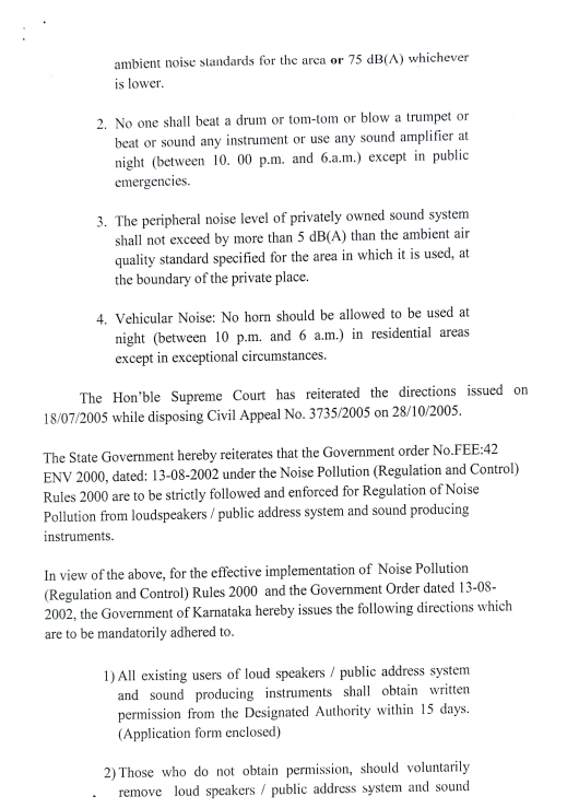 ANI's tweet photo. Karnataka government issued a circular yesterday, May 10 and asked "All existing users of loud speakers/ public address system &amp; sound producing instruments to obtain written permission from the Designated Authority within 15 days". https://t.co/czgYStBUVe