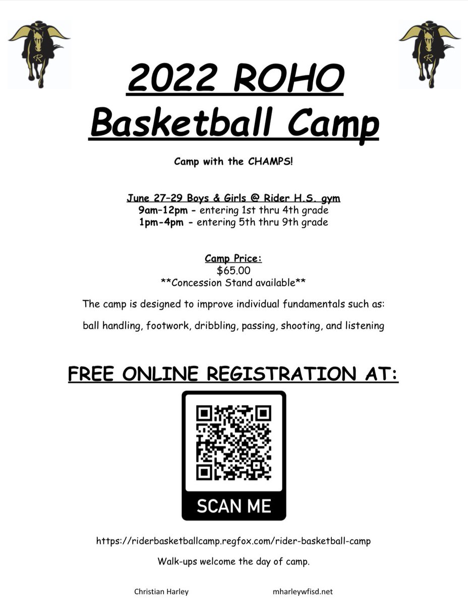 🚨Rider Basketball Camp🚨
We are extremely excited for this years camp! Get signed up today! More details below.⬇️ 🏀

Like and retweet for a chance at a free spot at camp.👀🔥