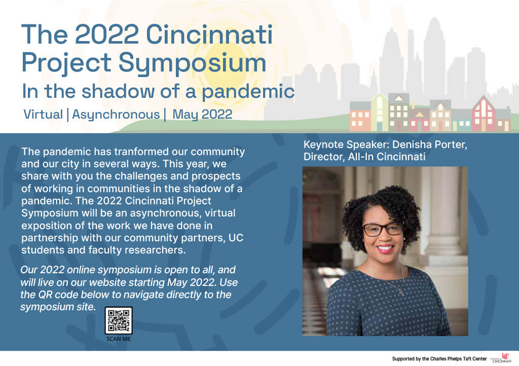 We are one day away from our 8th Annual Cincinnati Project Symposium. Come join us on our website at thecincyproject.org/symposium/ tomorrow to hear UC faculty and community organizations talk about the challenges of conducting community-based research during the pandemic.