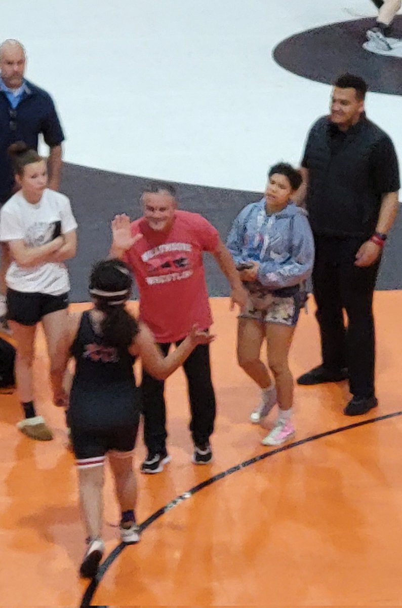 princessrae1's tweet photo. When your coach congratulates you even when you lost! #toughbattle #izzy #coachevans #coachmcgowan #cushing https://t.co/H9xYAOrlIK
