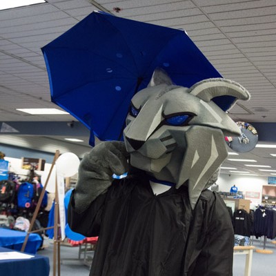 PennCollege's tweet photo. Rain or shine the Wildcat is ready for commencement! Less than one week until nearly 750 Wildcats receive their degrees! #PCTGrad https://t.co/d6eF03kSC2