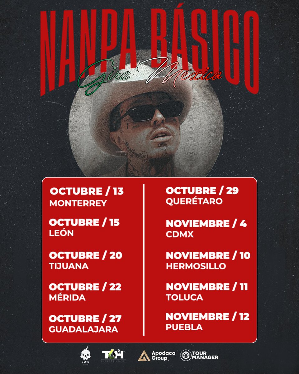 NanpaBasico's tweet photo. Mi gente de México🔥

Ya pueden adquirir sus entradas para los shows de las siguientes ciudades: Monterrey, León, Tijuana, Mérida, Guadalajara, Querétaro, CDMX y Hermosillo🤘🏻
 Aquí les dejo el link 👉🏻https://t.co/D6W5RweEzR

Toluca y Puebla por confirmar🙏🏻 https://t.co/NZO1kIzgNy