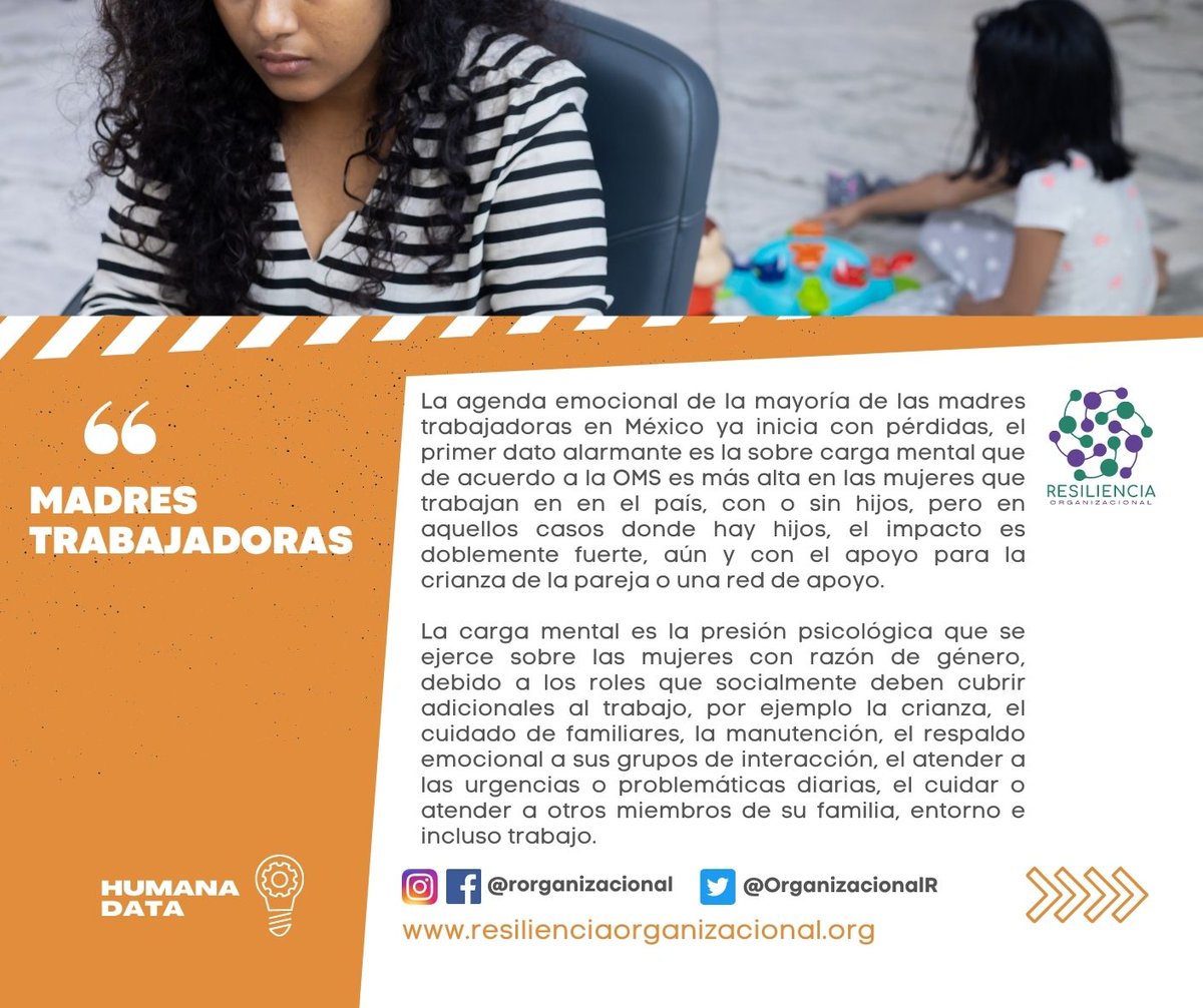 generacambios's tweet photo. "Madres trabajadoras" la agenda emocional y mental... #HumanaData de #ResilienciaOrganizacional ¿Cómo lo vives en tu organización? https://t.co/e20ciqwUMG
