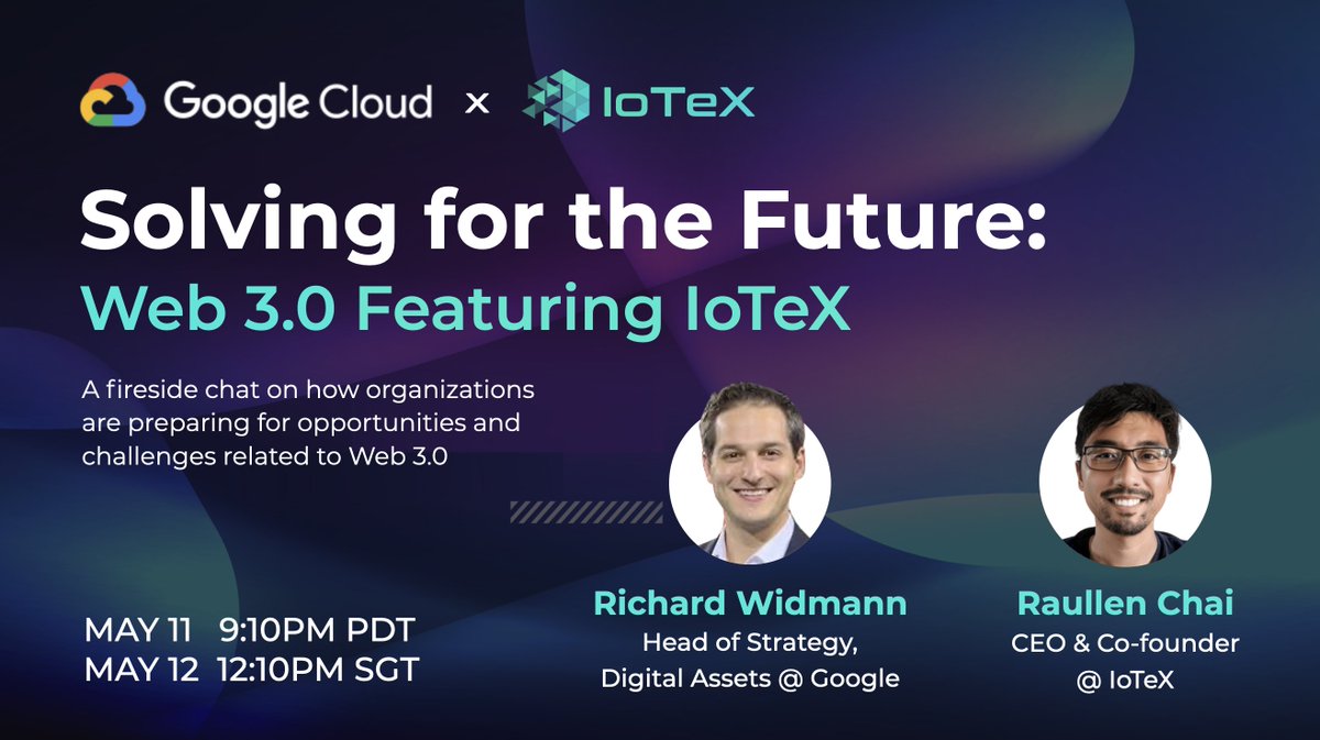 Last week, IoTeX Co-founder @Raullen joined the @GoogleCloud Born-Digital Summit for an in-depth chat with @RichJWidmann on the future of Web3 and #MachineFi. 💡

Didn't catch it live? The replay is now available on YouTube!

➡️ Watch it here: https://t.co/gzULEEpyX6 $IOTX 