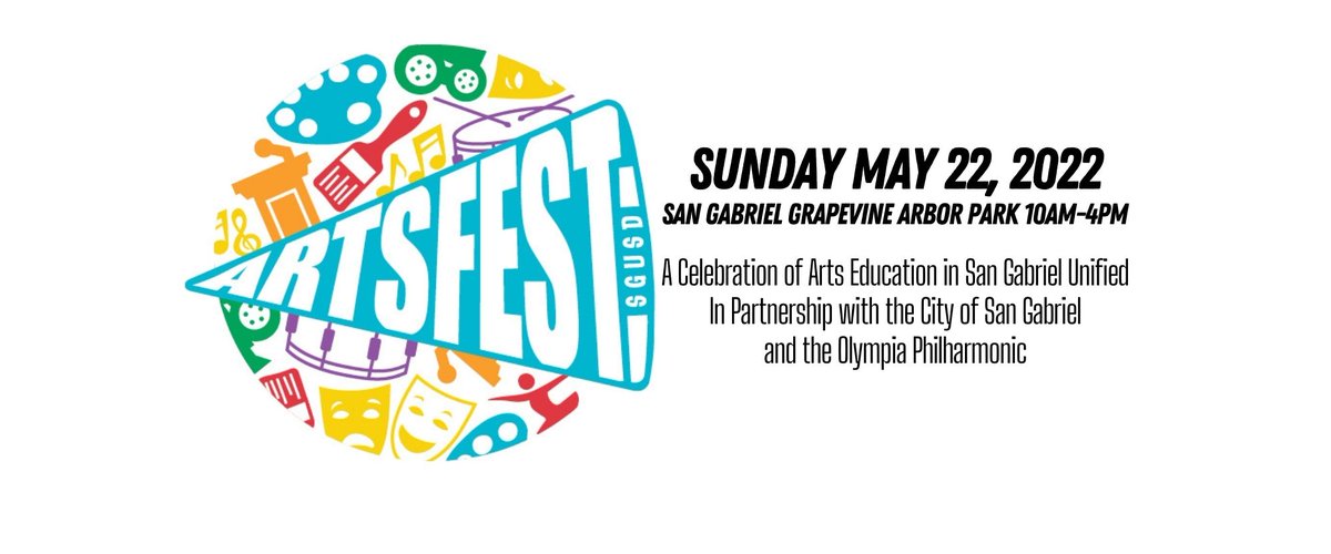 CalStateLAServe's tweet image. Celebrate Arts Education and Creativity at the annual #SGUSDArtsFest! Arts Fest 2022 is in partnership with the City of San Gabriel, and the Olympia Philharmonic, who will be giving a free concert at the Mission Playhouse at 3pm.