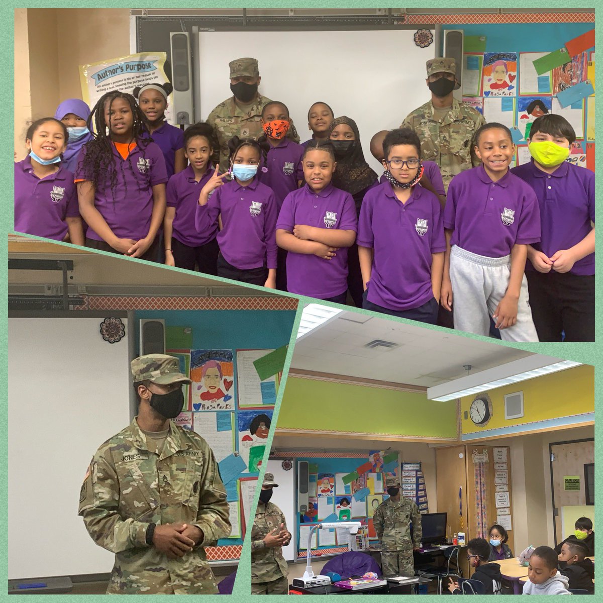 Career Day at PS 12: Students took part in a discussion with Sergeant Jones and Sergeant Phillips from the US Army. Students received information about the various careers within the army and impact they make.
