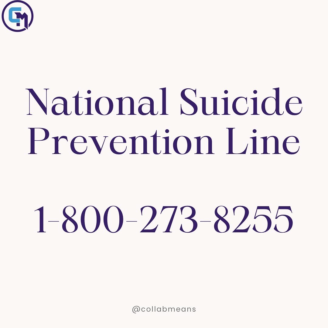 CollabMeans's tweet photo. Mental Health Resource! 
If you or someone you know is feeling helpless and a sense of hopelessness, please consider utilizing:
- The National Suicide Prevention Line
1-800-273-8255
@800273talk 
You do not need to be suicidal to call!
- The Crisis Text Hotline
Text HOME to 741741 https://t.co/e12l7McOiP