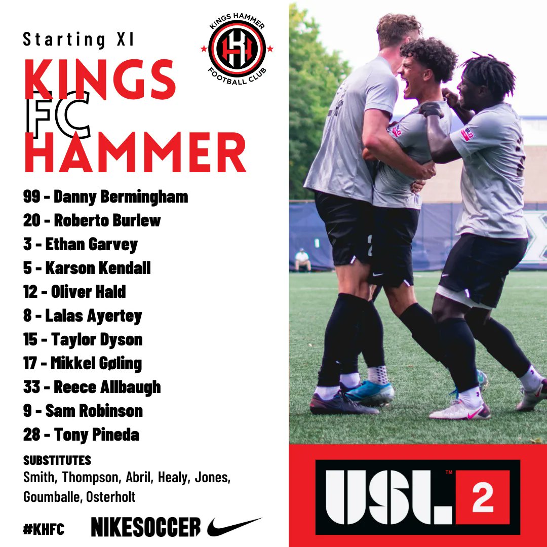 kingshammerfc's tweet photo. Starting XI for the 2022 USL League Two season opener for #KHFC! Six players in the starting lineup who featured for the Club in 2021.

Kickoff coming at 7:00pm. Follow along on Twitter for updates if you cannot make it out to the Mustang Athletic Complex! #Path2Pro https://t.co/kYYGwTVd1f