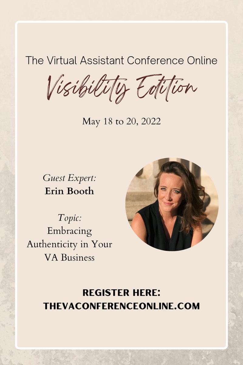 Stuck on how to promote your VA business without sounding salesy or breaking a Facebook group rule? Erin Booth talks about how to do it in her session on Authenticity at The Virtual Assistant Conference Online: Visibility Edition May 18 to 20, 2022. TheVAConferenceOnline.com