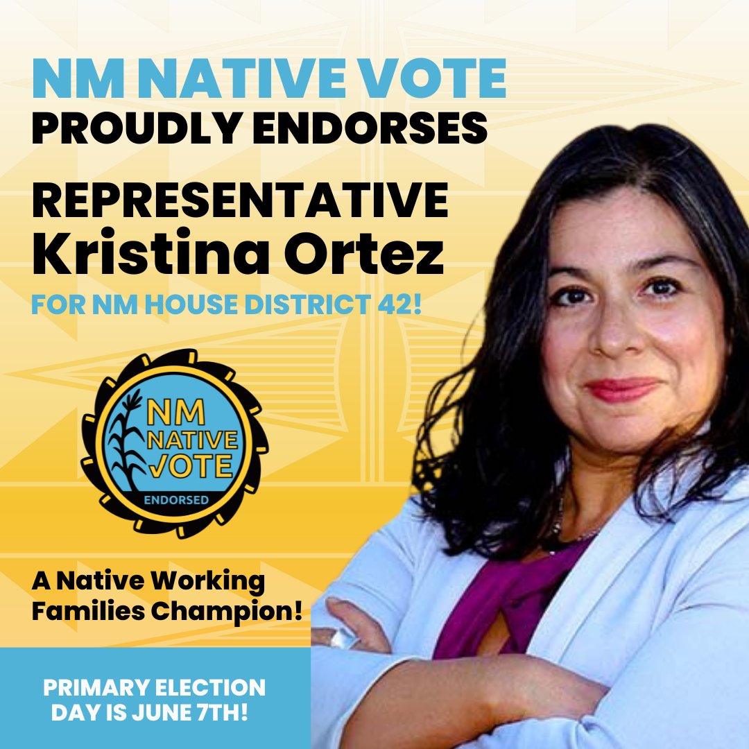 NativeVoters's tweet photo. 🗣 Attention #NorthernNM Voters! We're proud to announce that we're endorsing the following candidates to serve in the NM House!

☀️ Susan Herrera - House District 41! 
☀️ @OrtezKristina - House District 42!
☀️ @ARomero_NM  - House District 46!

#NativeVoters #nmpol https://t.co/gJ0AVJuyfA
