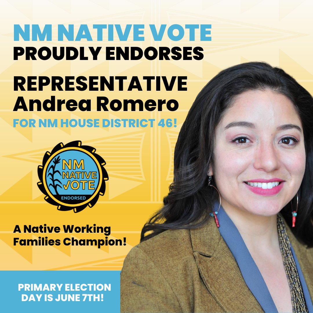 NativeVoters's tweet photo. 🗣 Attention #NorthernNM Voters! We're proud to announce that we're endorsing the following candidates to serve in the NM House!

☀️ Susan Herrera - House District 41! 
☀️ @OrtezKristina - House District 42!
☀️ @ARomero_NM  - House District 46!

#NativeVoters #nmpol https://t.co/gJ0AVJuyfA