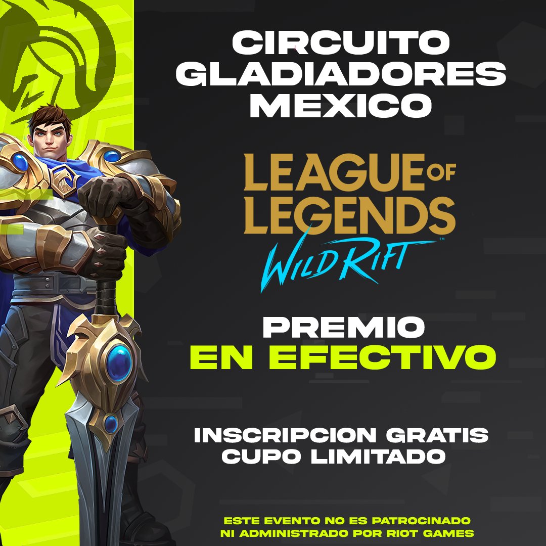 Llego la hora de demostrar quien es un verdadero gladiador⚔️
¡INICIAMOS REGISTRO!🥳
Más de $10,000 pesos premio 🤑🤑
🔴Inscríbete aquí: bit.ly/3vQ5pzV