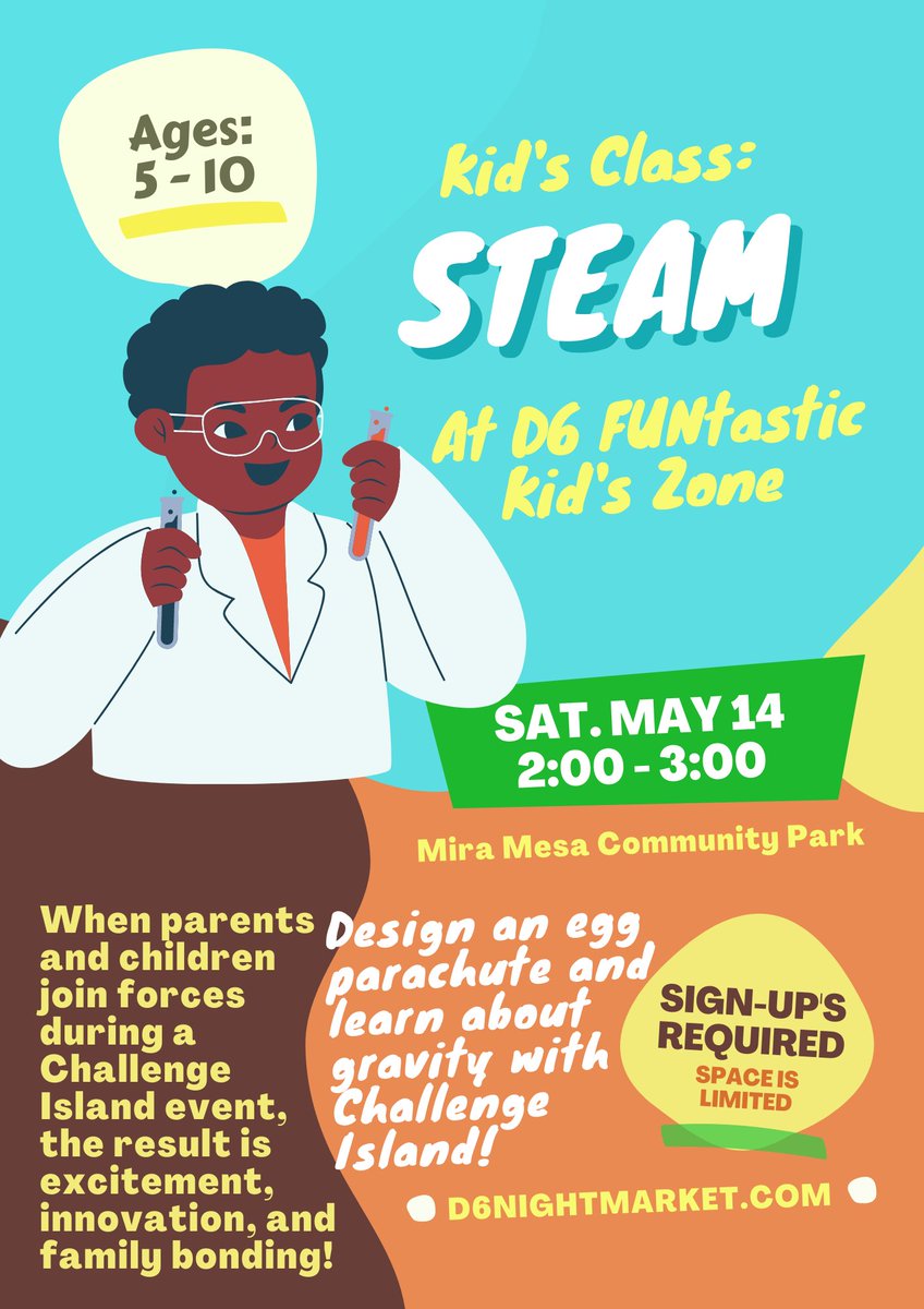 STEAM for FUNtastic Kids Zone at the D6 Neighborhood Fair - May 14 - mailchi.mp/d6nightmarket/…
