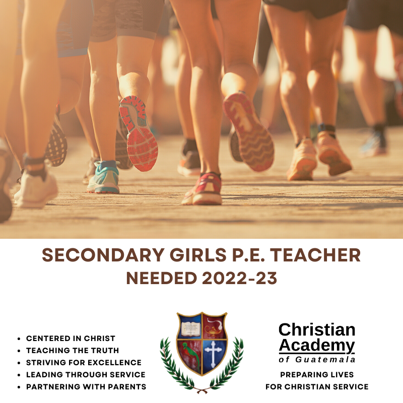 ChristAcadGuate's tweet photo. Teach Secondary Girls PE in Guatemala! - Fluent English speaker - Personal relationship with Jesus - BA/BS degree - Agree with our Statement of Faith - Called by God to teach in a developing nation setting / Send your resume to: CAGrecruit@christacadguate.org #teachers #education https://t.co/Aj3y8gCtYZ