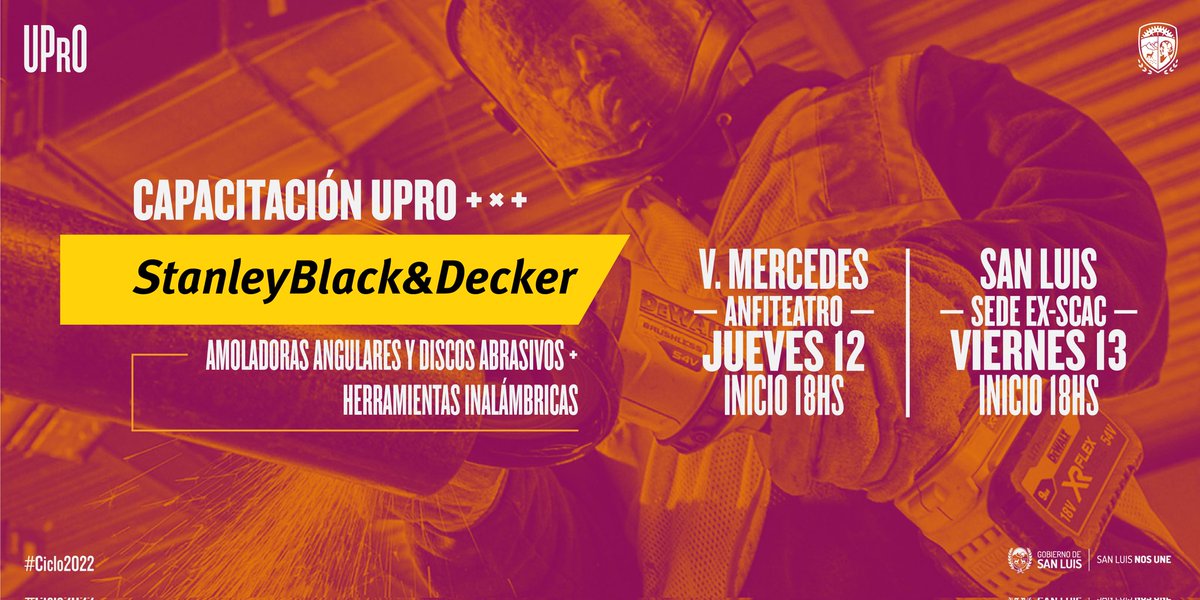 uprosanluis's tweet photo. ¡Nos capacitamos! 👩🏻🏭🧑🏻🏭👨🏻🏭
🟣 Stanley Black & Decker brindará una charla a estudiantes de la Tecnicatura Soldador Avanzado, donde enseñarán sobre el uso de diferentes herramientas.
👉🏻 La capacitación se realizará en San Luis y en Villa Mercedes.
#YoUPrO #Trabajo #Futuro https://t.co/KRF5jsvWs5