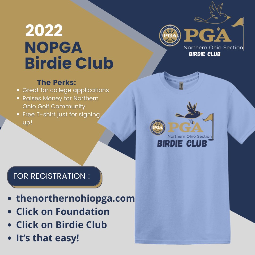 Attention Northern Ohio PGA Junior Tour Players 📣

There is still time to sign up for the 2022 Birdie Club! Are you wondering how it works? Go to thenorthernohiopga.com/birdie-club/ for more information!

#makegolfyourthing