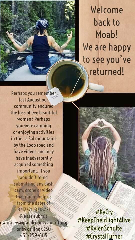 Tiffany34006057's tweet photo. #KylenSchulte #CrystalTurner #CrystalBeck were shot multiple times &amp; left in nearby drainage ditch 8/14/21 at their #campsite #MoabMurders #mountainbiking
#parkcity #rvlife #offgrid #jeep #Atv #utv
#singletrack
#nomad #nature #News #trending https://t.co/4tos1tkdEX