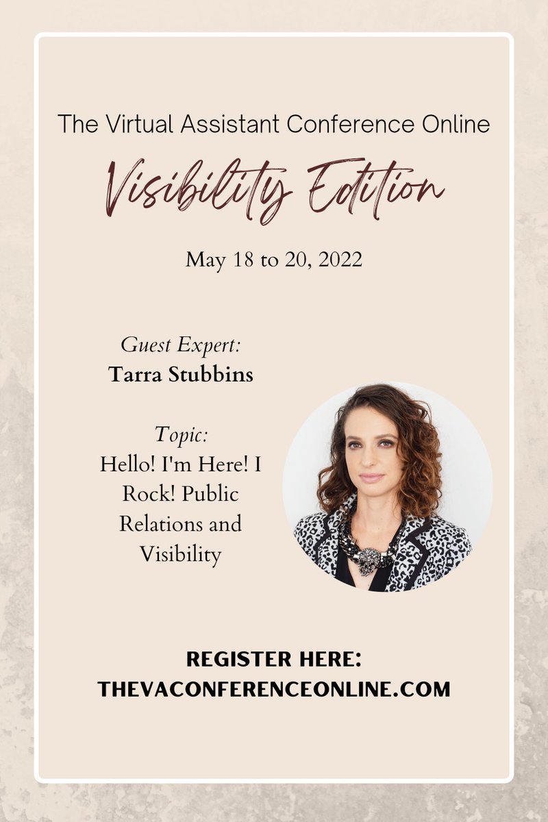 Tarra Stubbins has supported celebrity clients for 20 years, and she knows what it takes to get the word out about your VA business. At The VA Conference Online: Visibility Edition, Tarra shares her system to create your PR strategy. TheVAConferenceOnline.com